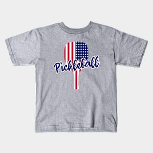 Pickleball Paddles American Flag Kids T-Shirt